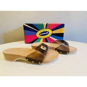 Dr Scholls Women Size 8 M Wood Exercise Clog Sandal Smoke Gray Vinyl Slide New